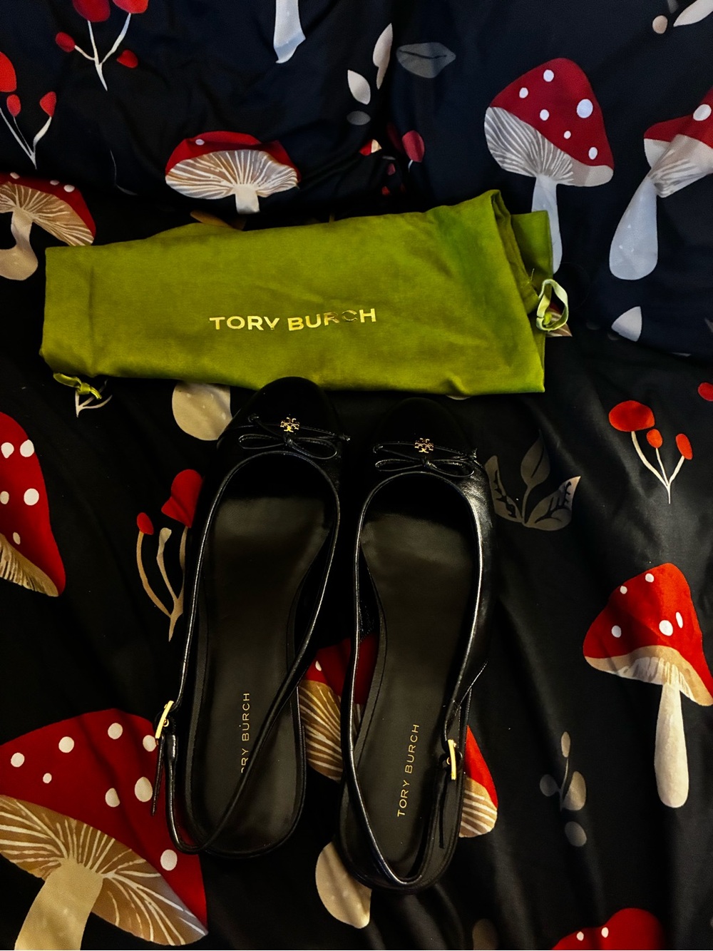 Tory Burch Black Leather Slingback Ballet Flats with dust bag and box - Picture 5 of 7